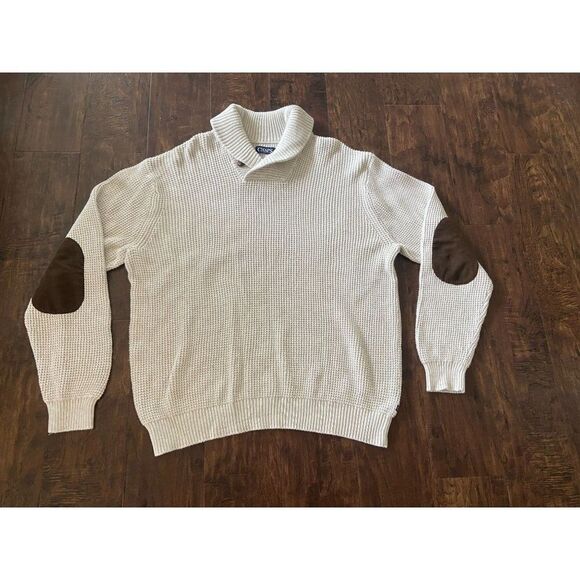 Chaps Waffle Sweater with arm patches (XXL) - Picture 1 of 6